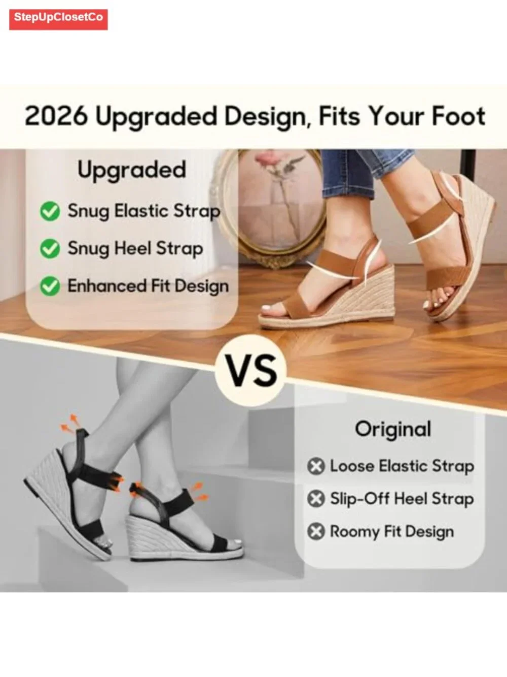 Square Open Toe Espadrille Platform Wedge Sandals with Elastic Ankle Strap